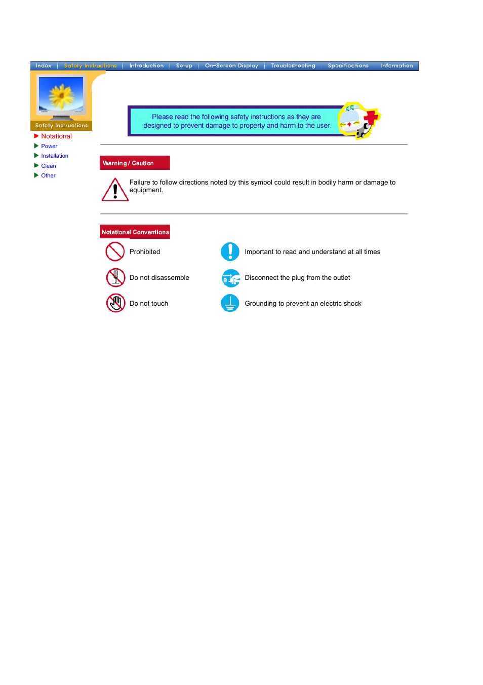 Safety instructions, Notational | Samsung GH17ASBS User Manual | Page 3 / 47