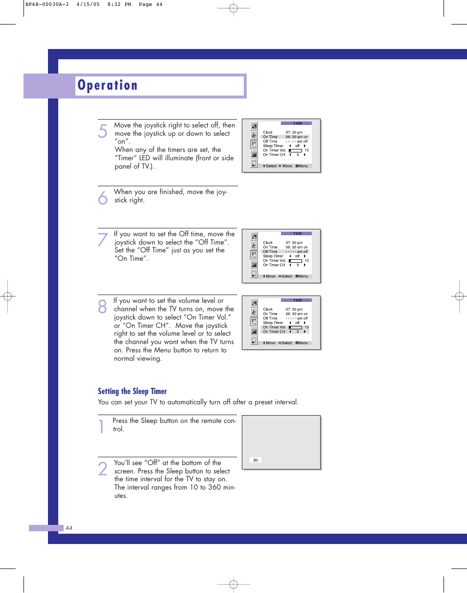 Operation | Samsung Tantus HLM 5065W User Manual | Page 44 / 88