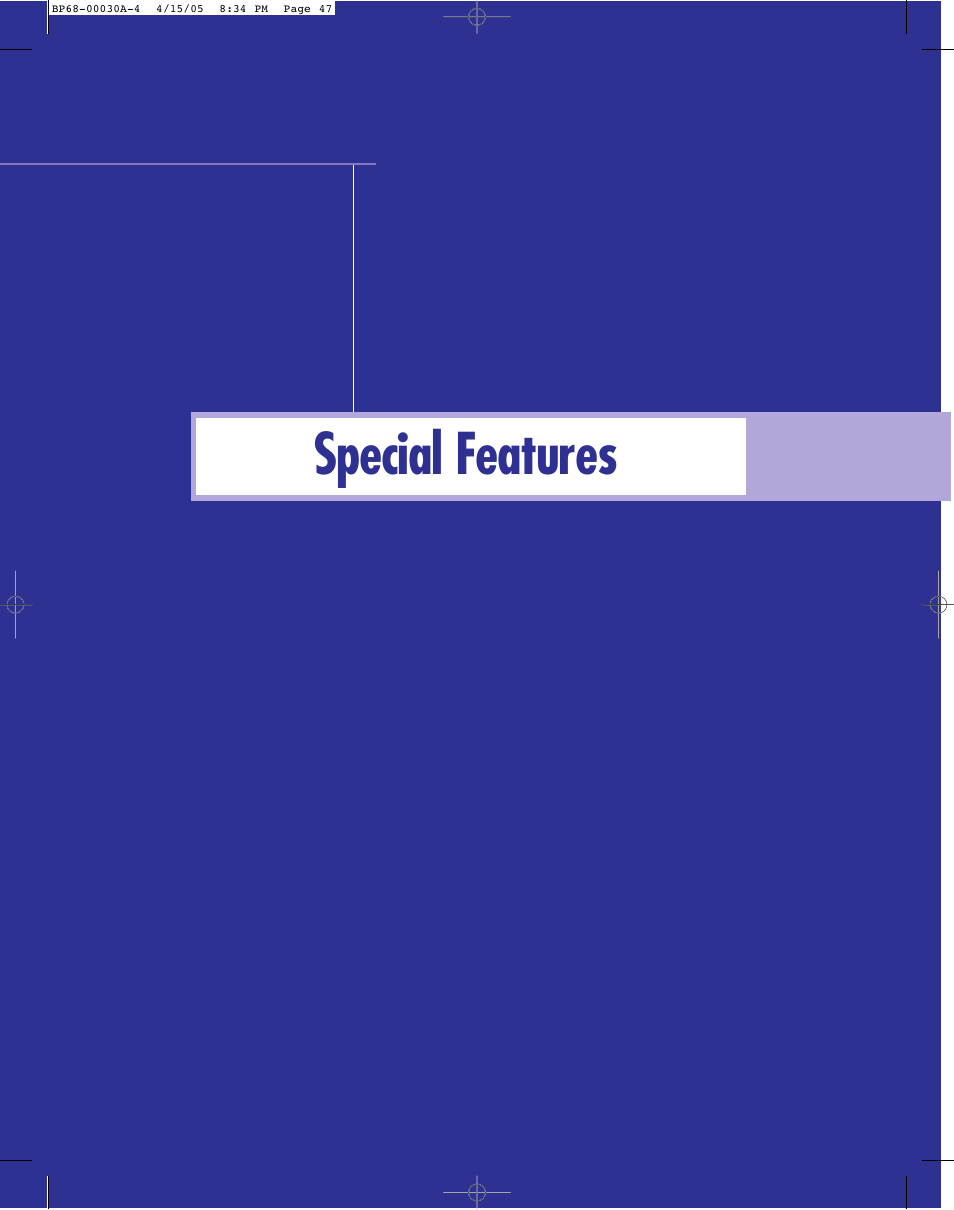 Special features | Samsung Tantus HLM 5065W User Manual | Page 47 / 88
