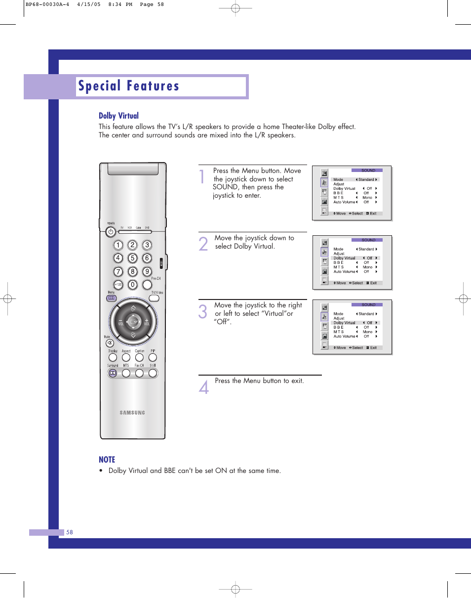 Special features | Samsung Tantus HLM 5065W User Manual | Page 58 / 88