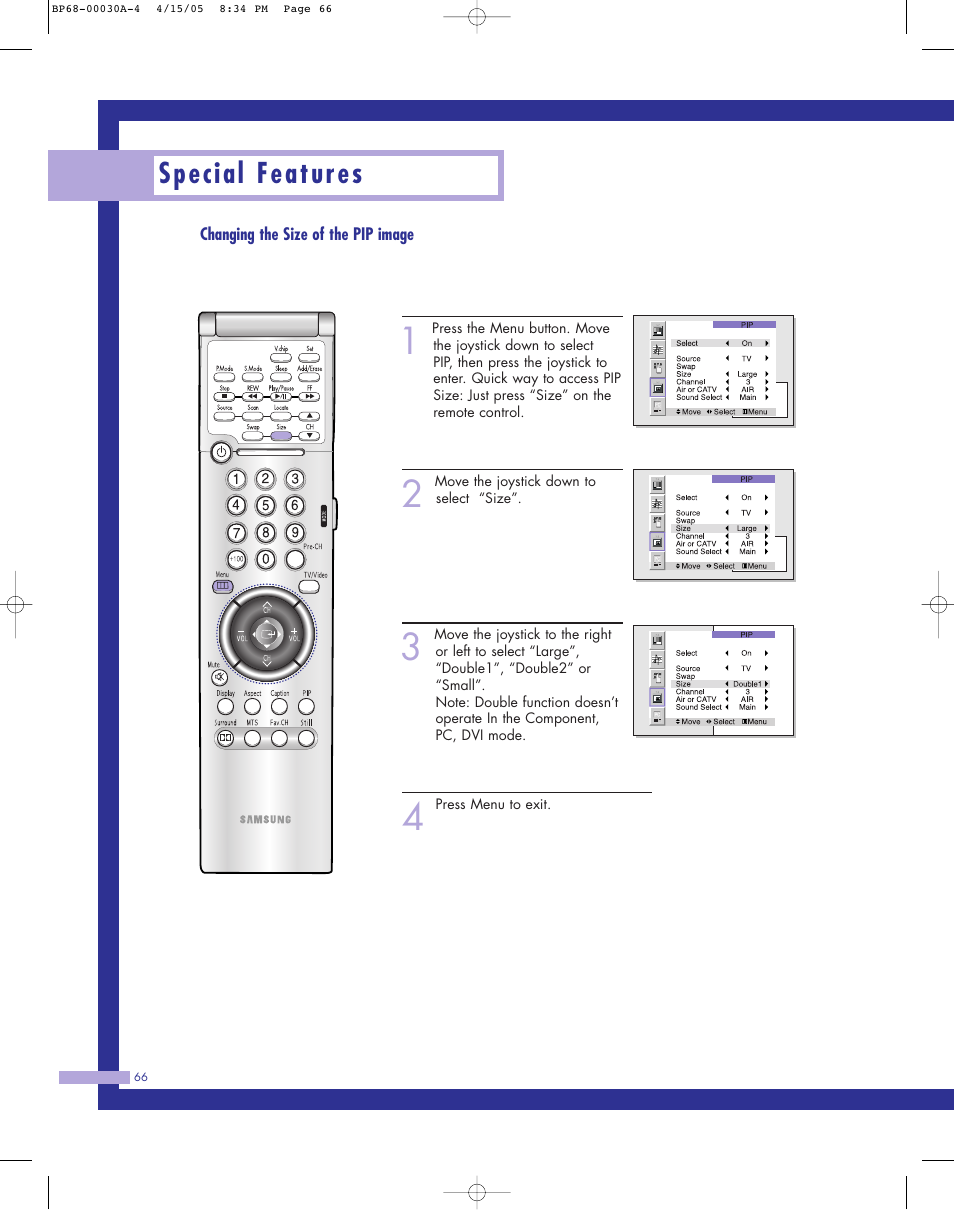 Special features | Samsung Tantus HLM 5065W User Manual | Page 66 / 88