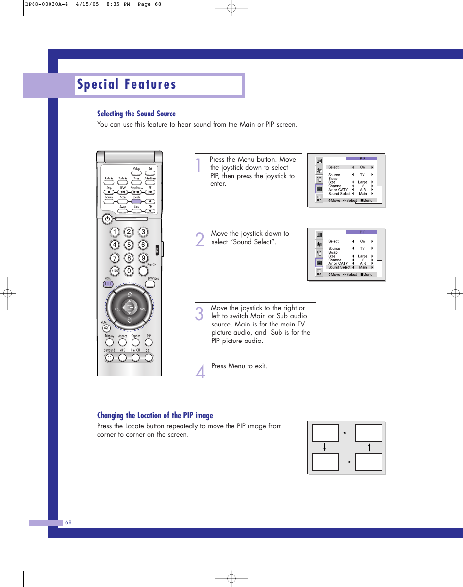 Special features | Samsung Tantus HLM 5065W User Manual | Page 68 / 88