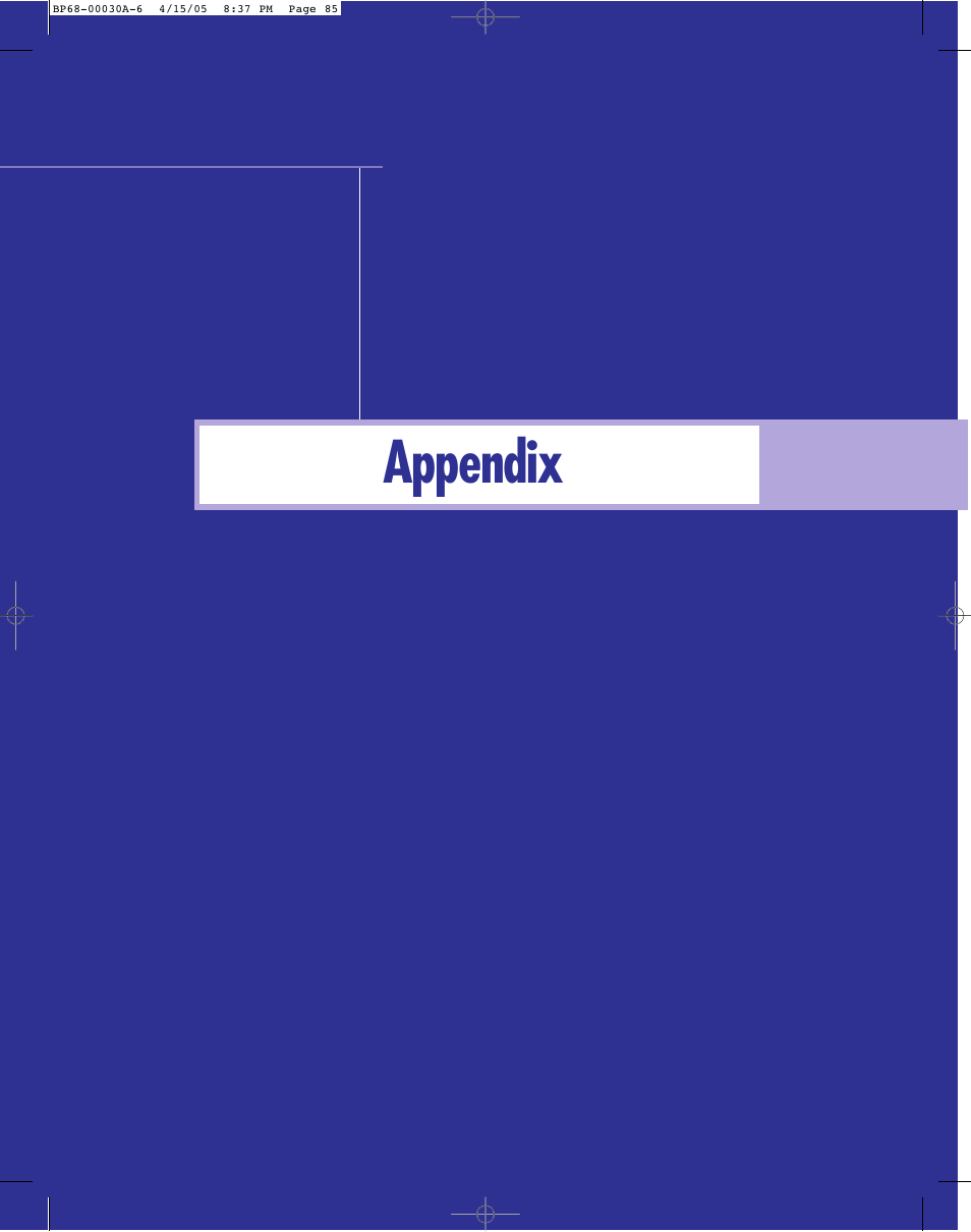 Appendix | Samsung Tantus HLM 5065W User Manual | Page 85 / 88