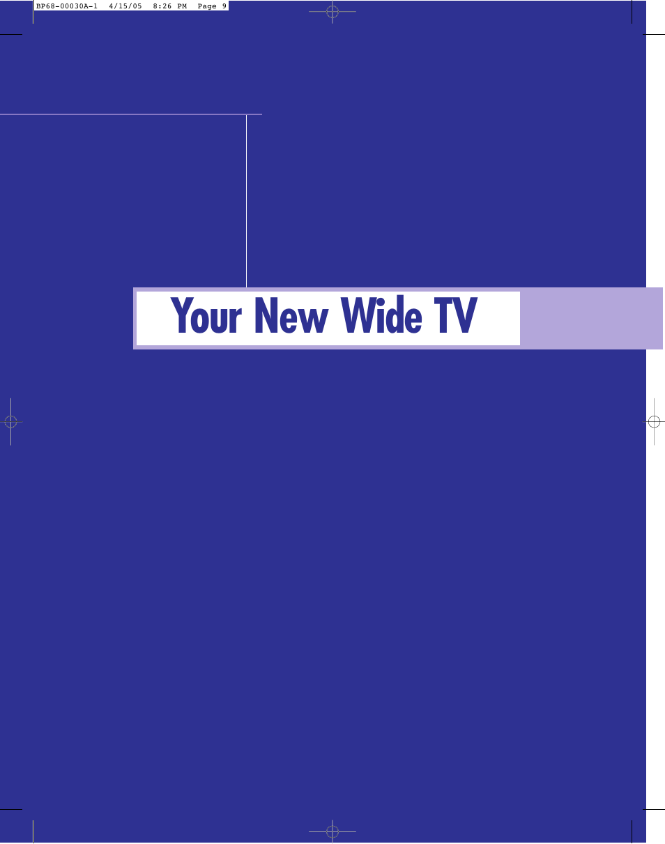 Your new wide tv | Samsung Tantus HLM 5065W User Manual | Page 9 / 88