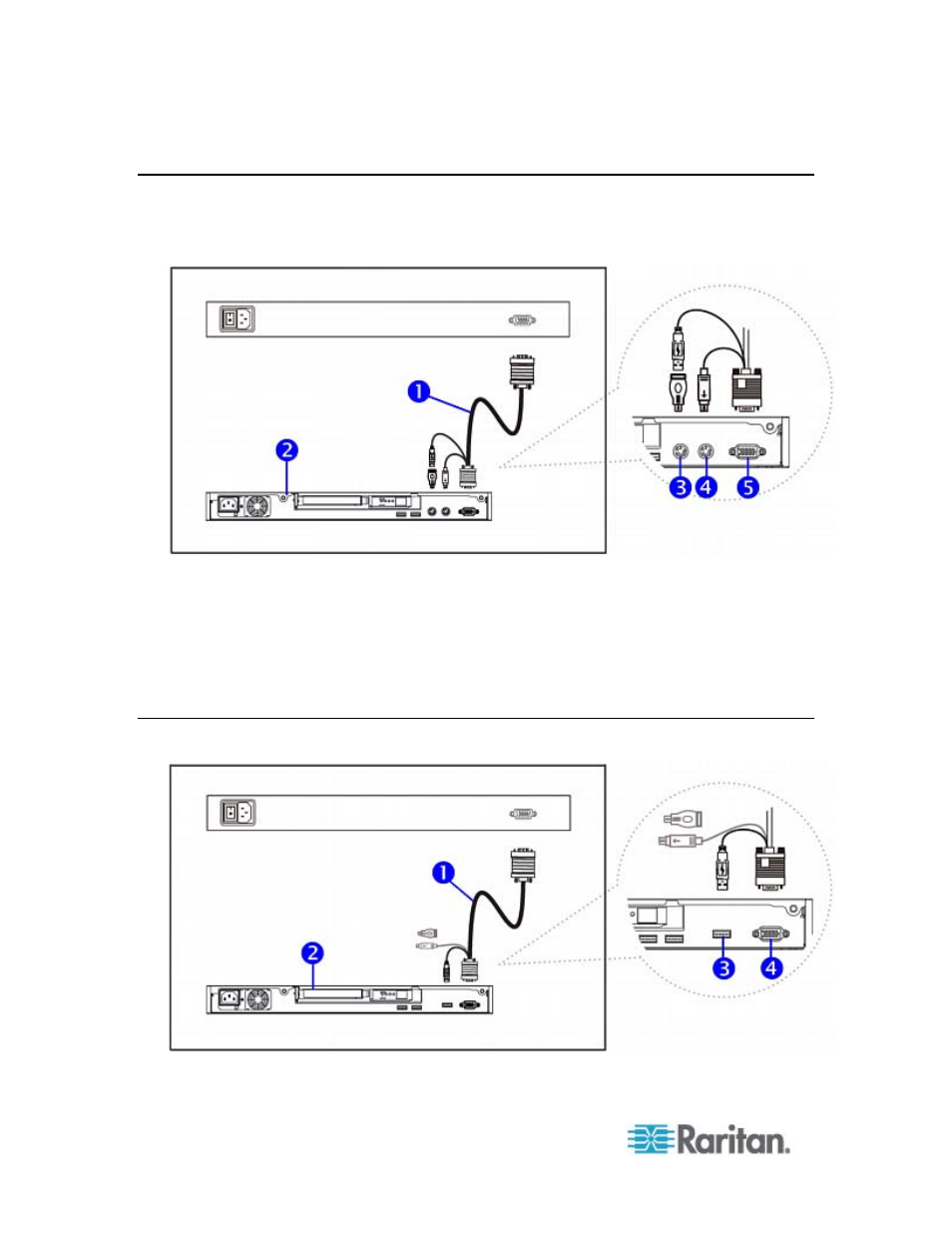 Connecting to the server via ps/2 interface, Connecting to the server via usb interface | Samsung T1900 User Manual | Page 18 / 30
