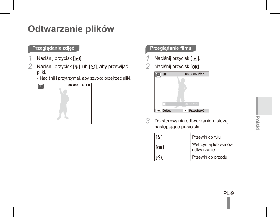 Odtwarzanie plików | Samsung ES55 User Manual | Page 49 / 112