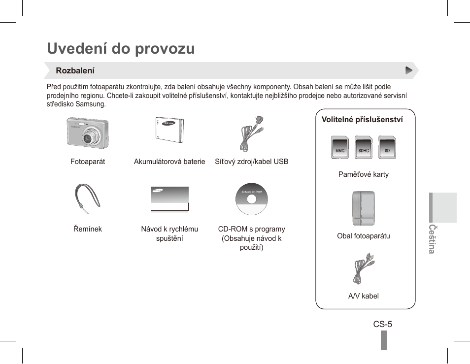 Uvedení do provozu | Samsung ES55 User Manual | Page 55 / 112