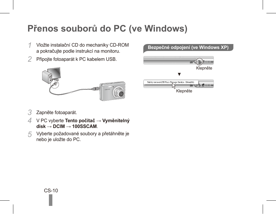 Přenos souborů do pc (ve windows) | Samsung ES55 User Manual | Page 60 / 112