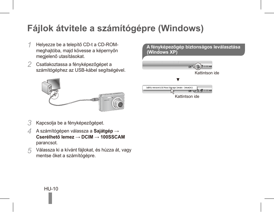 Fájlok átvitele a számítógépre (windows) | Samsung ES55 User Manual | Page 80 / 112