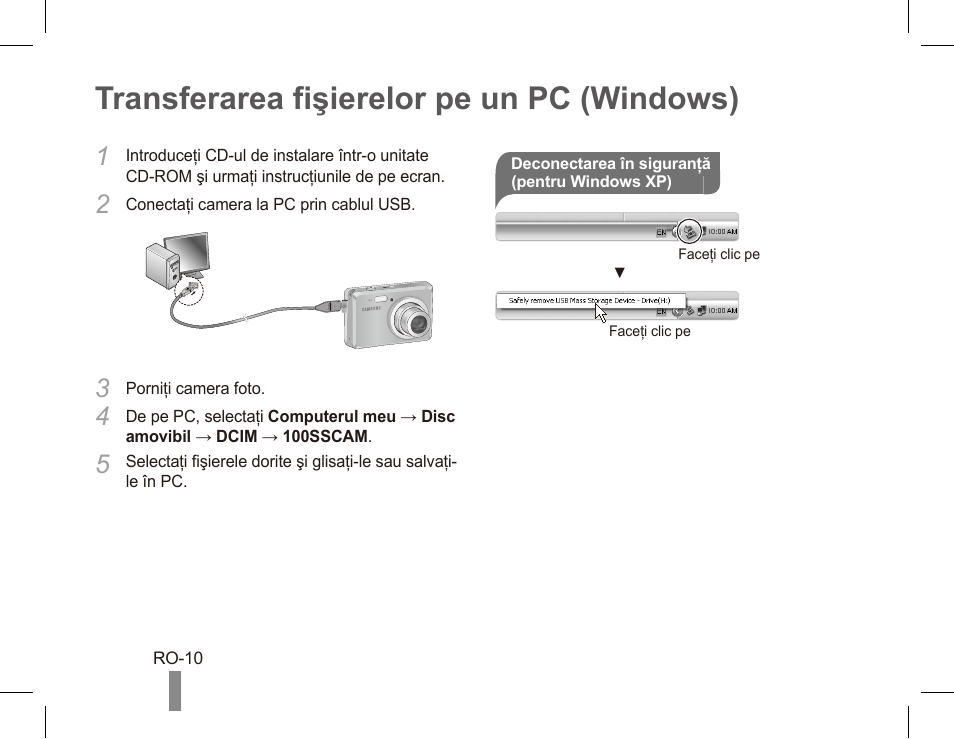 Transferarea fişierelor pe un pc (windows) | Samsung ES55 User Manual | Page 90 / 112