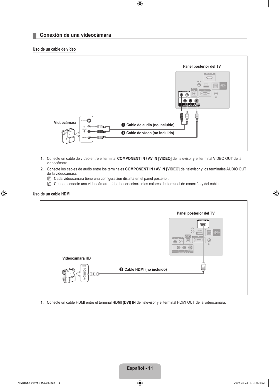 Conexión de una videocámara | Samsung 350 BN68 User Manual | Page 47 / 69