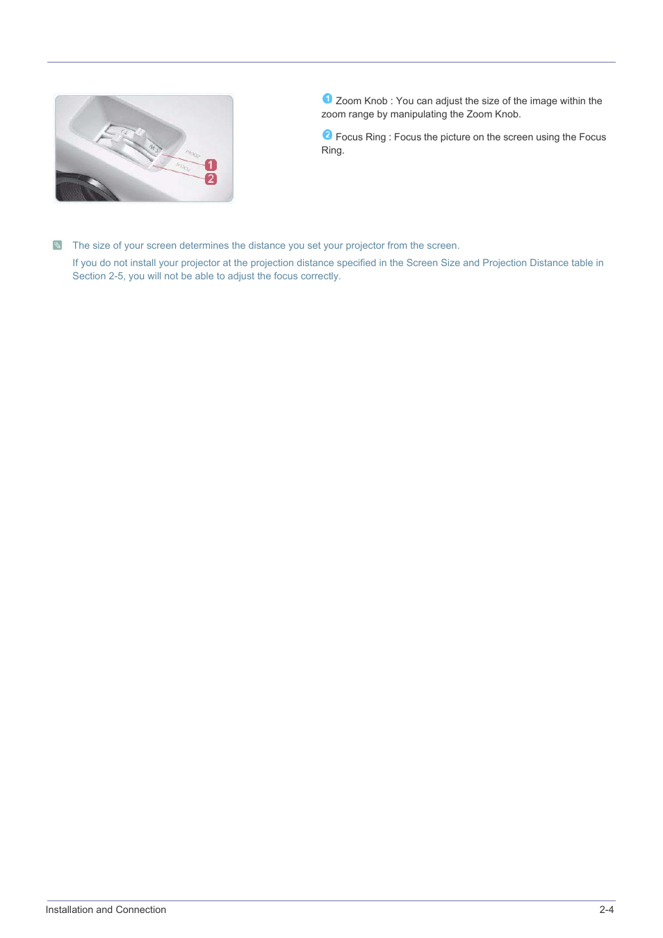 4 zoom and focus adjustment, Zoom and focus adjustment -4 | Samsung SP-M220S User Manual | Page 13 / 60