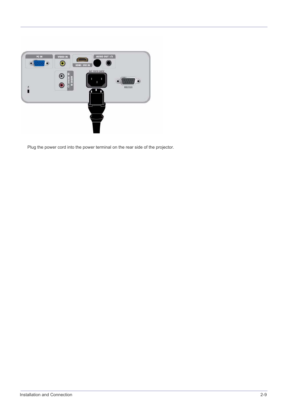 9 connecting the power, Connecting the power -9 | Samsung SP-M220S User Manual | Page 23 / 60