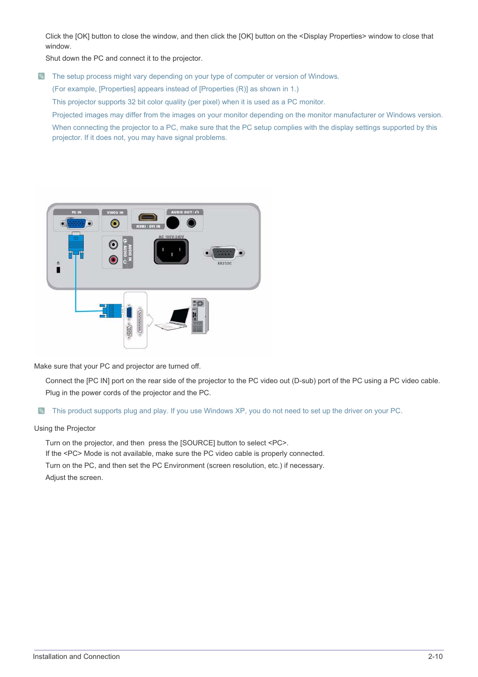 10-2. connecting with a pc | Samsung SP-M220S User Manual | Page 25 / 60