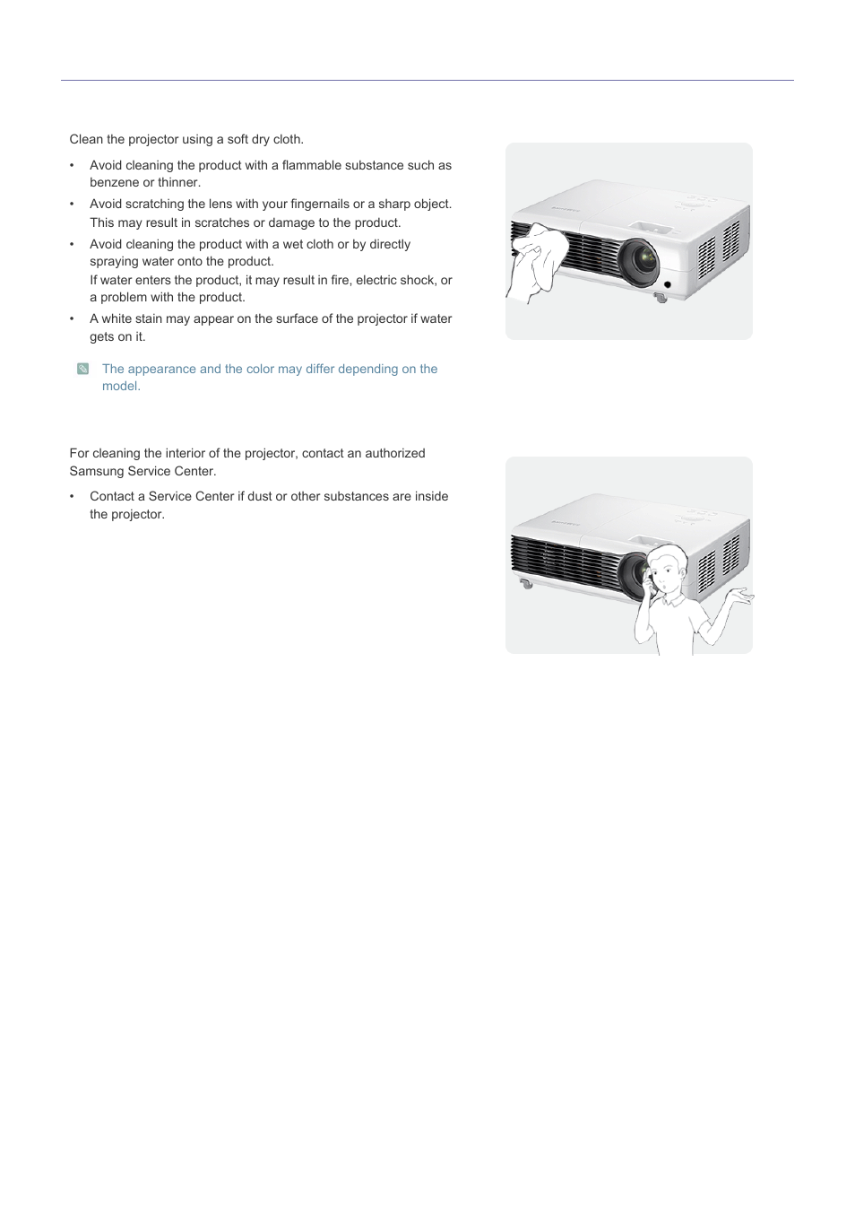 2 care and maintenance | Samsung SP-M220S User Manual | Page 4 / 60