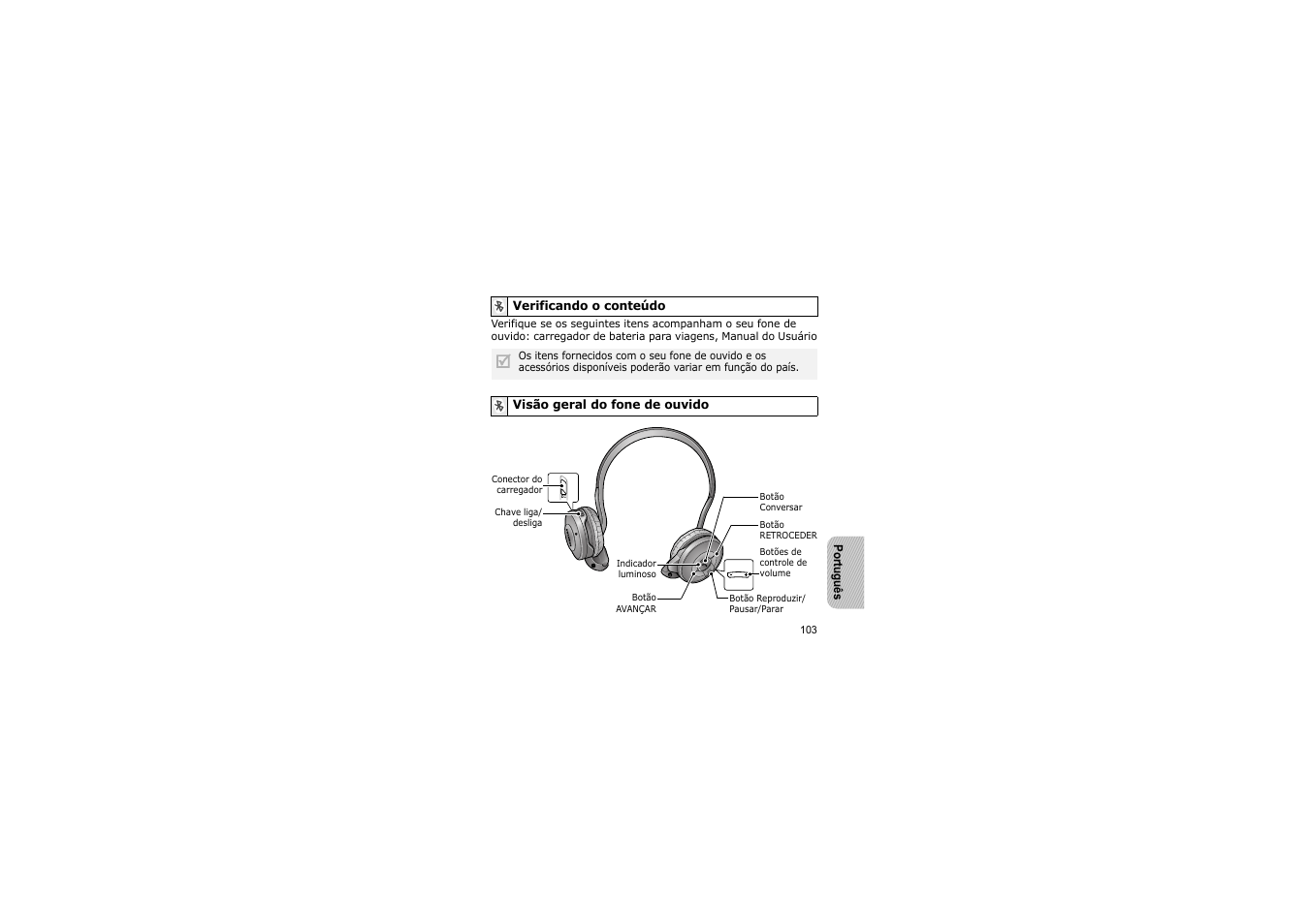 Verificando o conteúdo, 103 visão geral do fone de ouvido | Samsung ASBH500JRECSTA User Manual | Page 106 / 136