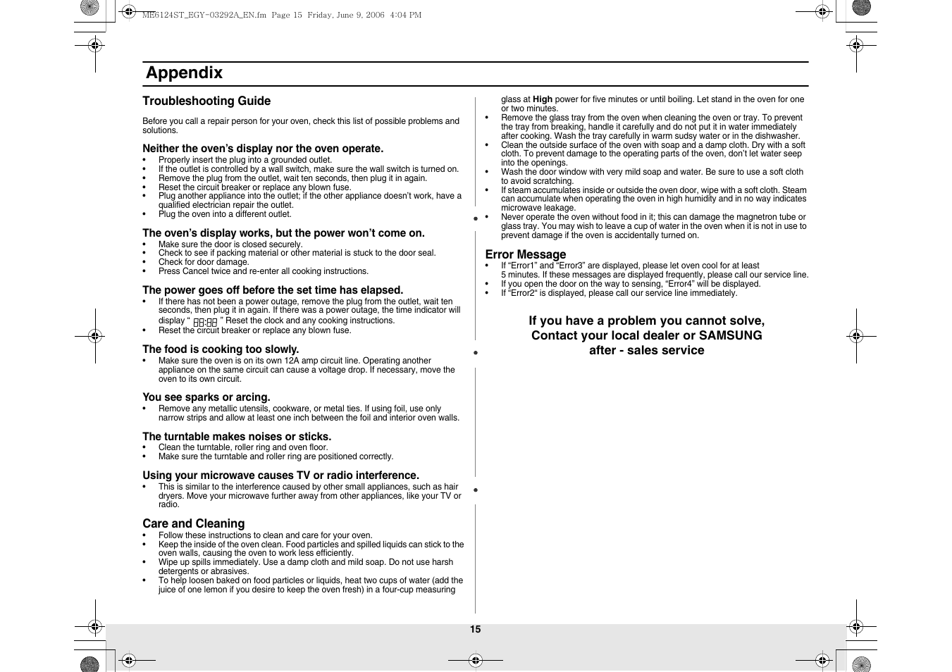 Appendix | Samsung ME6124ST User Manual | Page 15 / 16