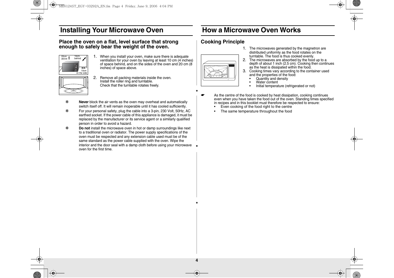 Installing your microwave oven, How a microwave oven works | Samsung ME6124ST User Manual | Page 4 / 16