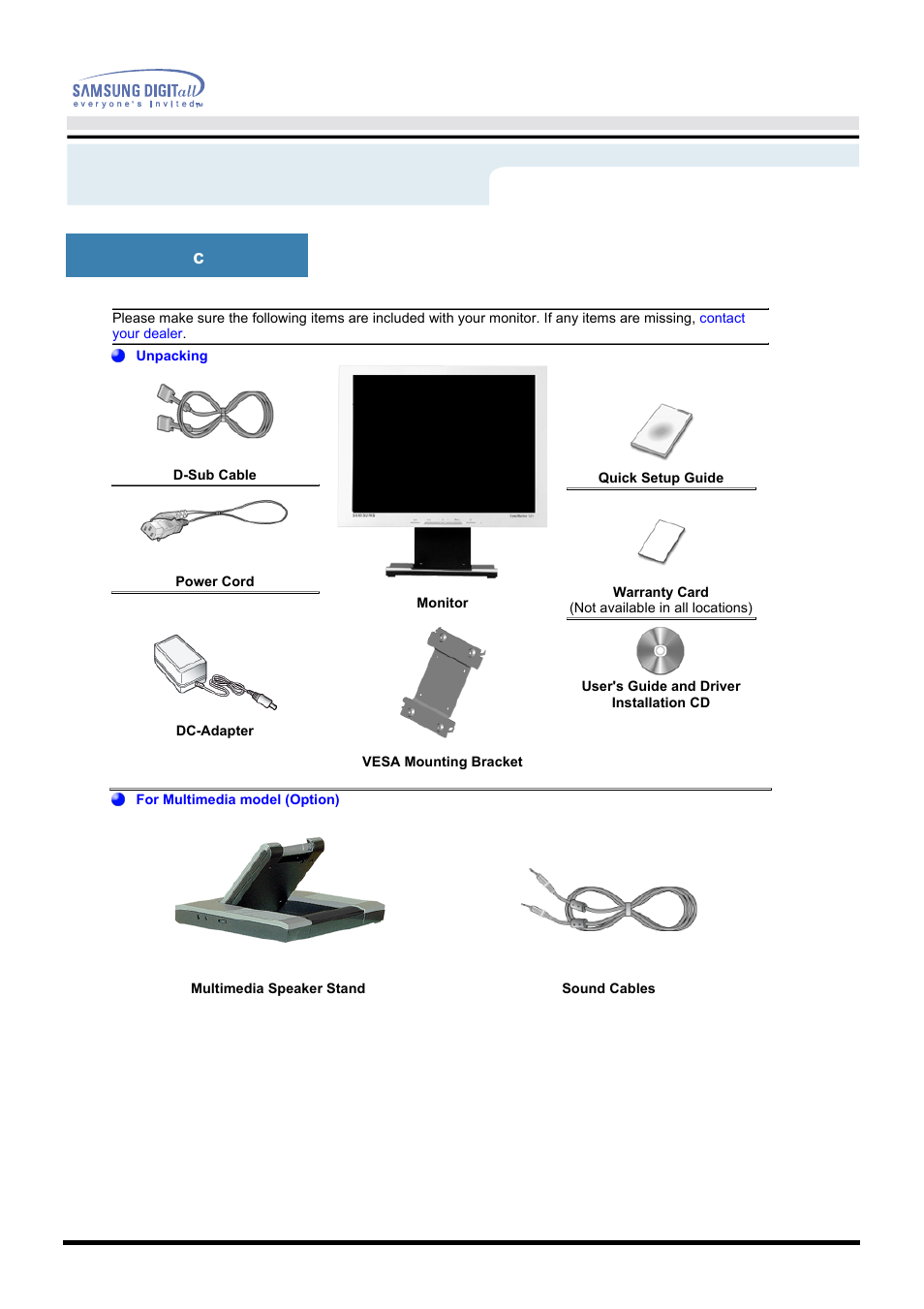 Introduction, Unpacking, User’s manual | Unpa cking | Samsung 172S User Manual | Page 11 / 51