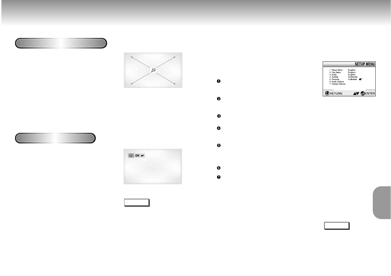 Using the zoom & 3d sound functions, Using the setup menu | Samsung DVD-M301 User Manual | Page 15 / 21