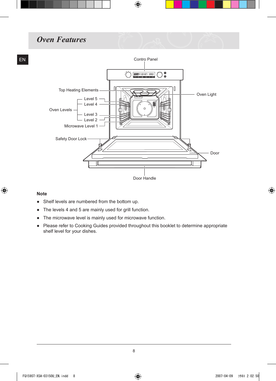 Oven features | Samsung FQ159ST User Manual | Page 10 / 48