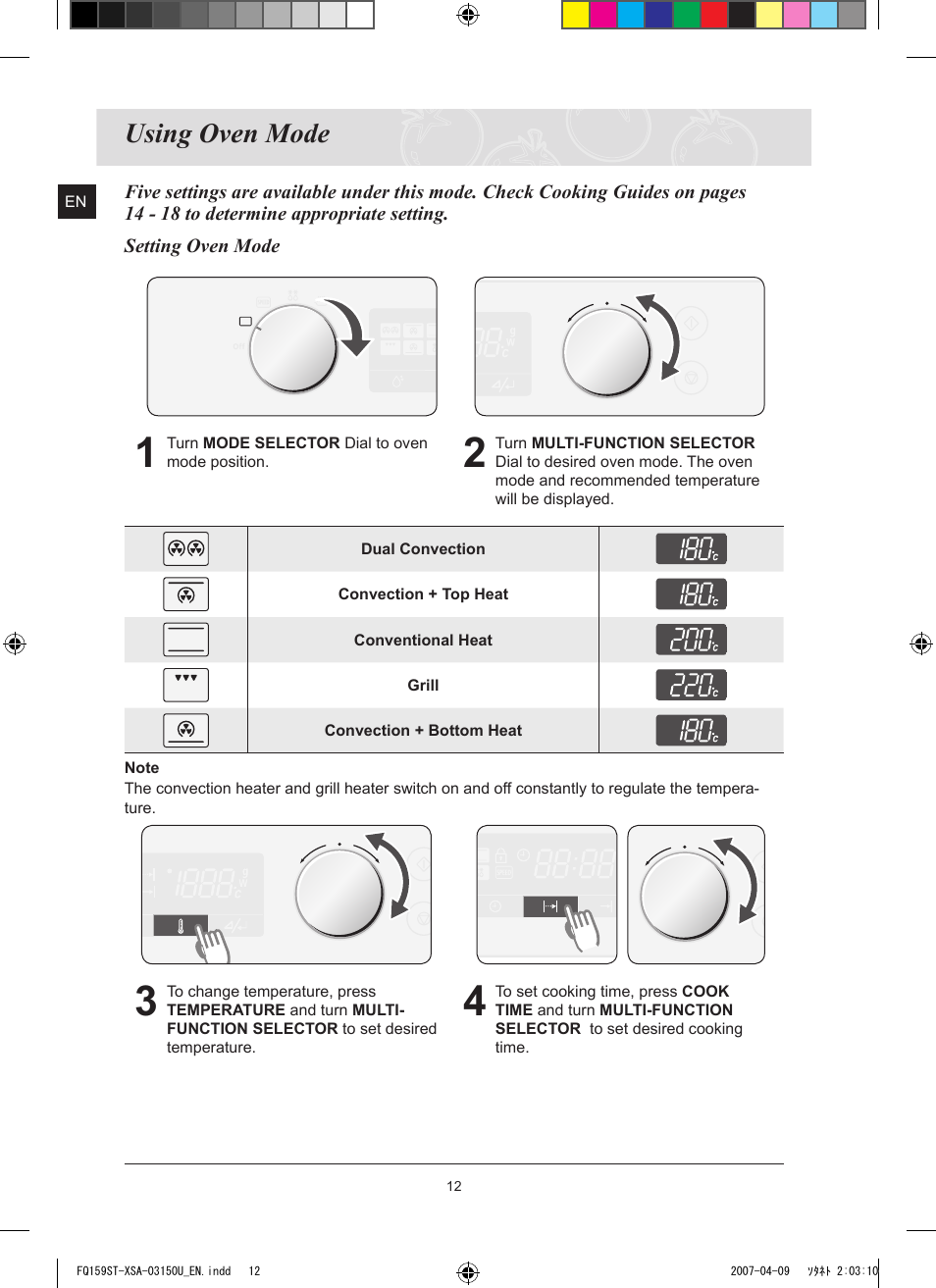 Using oven mode | Samsung FQ159ST User Manual | Page 14 / 48