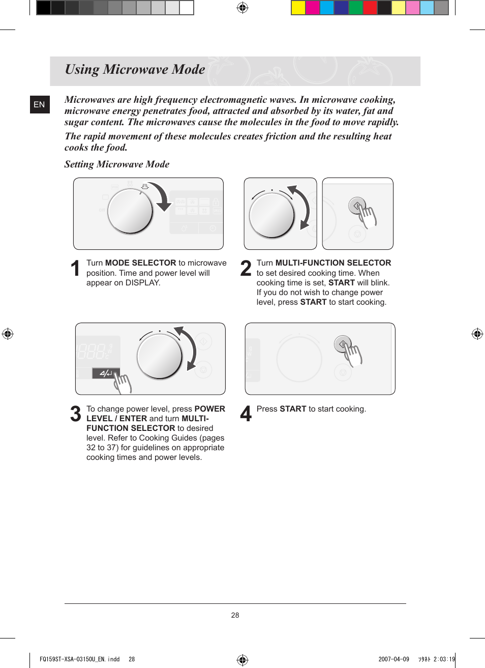 Using microwave mode | Samsung FQ159ST User Manual | Page 30 / 48