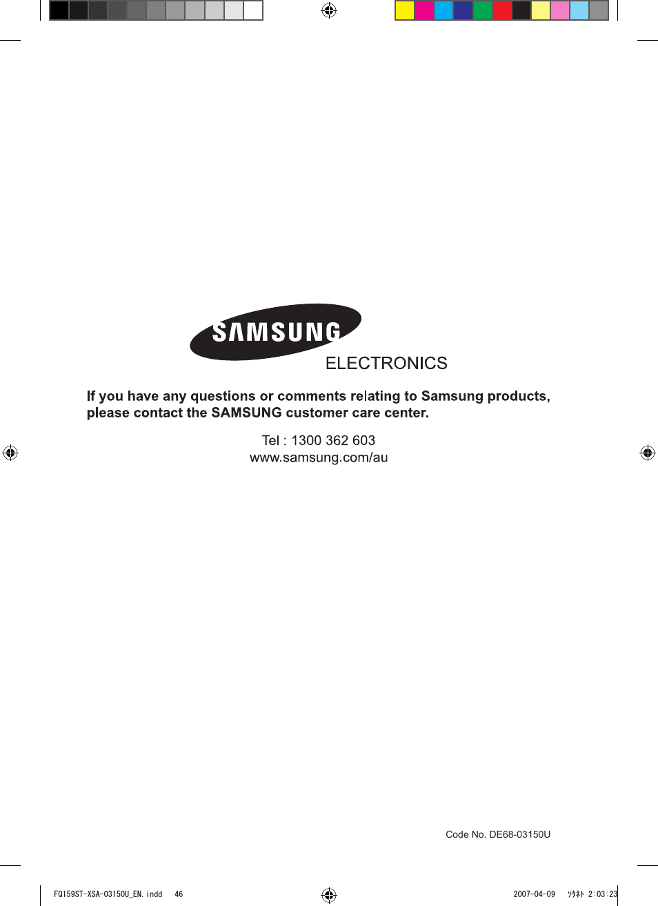 Samsung FQ159ST User Manual | Page 48 / 48