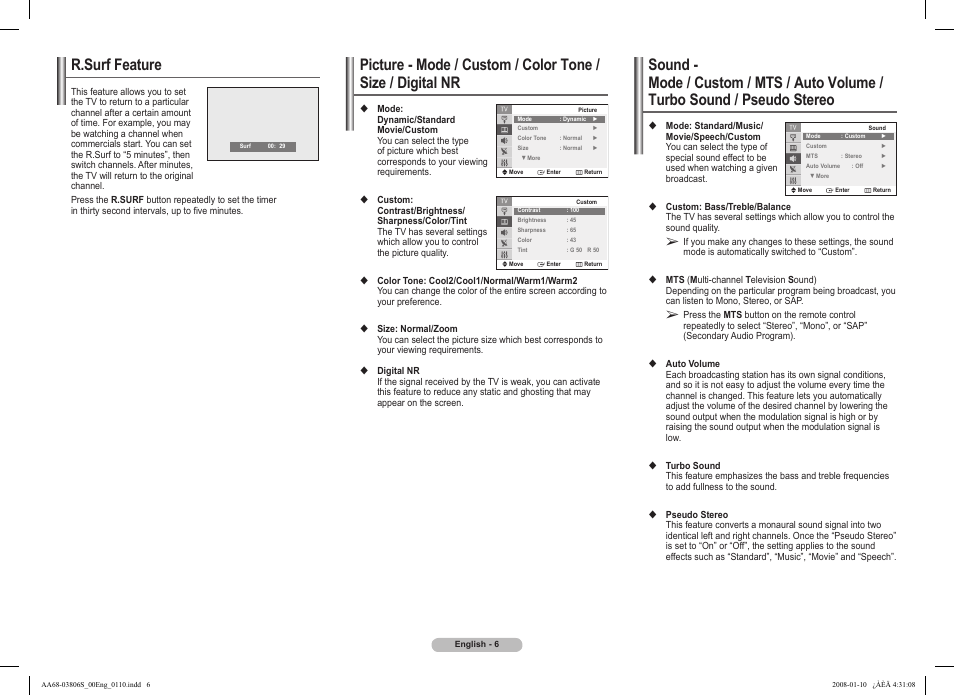 R.surf feature | Samsung CL21Z43 User Manual | Page 6 / 8