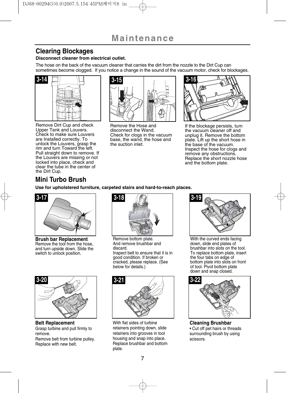 Clearing blockages | Samsung SU-2930 Series User Manual | Page 8 / 12