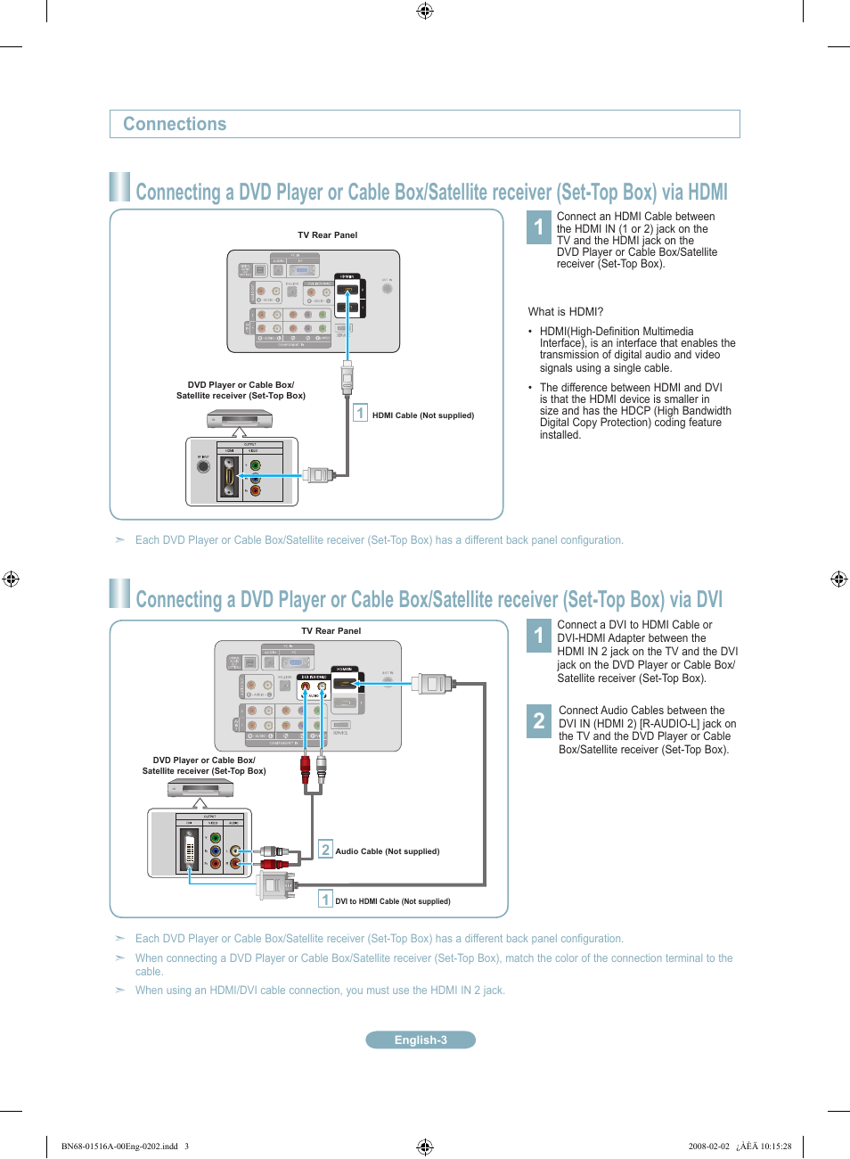 Connections | Samsung LN40A330JD User Manual | Page 3 / 12