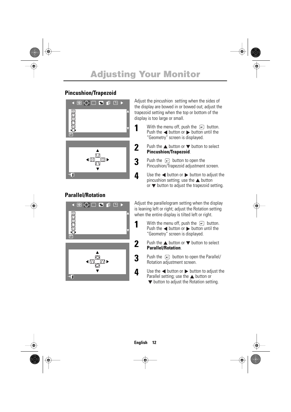 Adjusting your monitor | Samsung 1200NF User Manual | Page 14 / 33