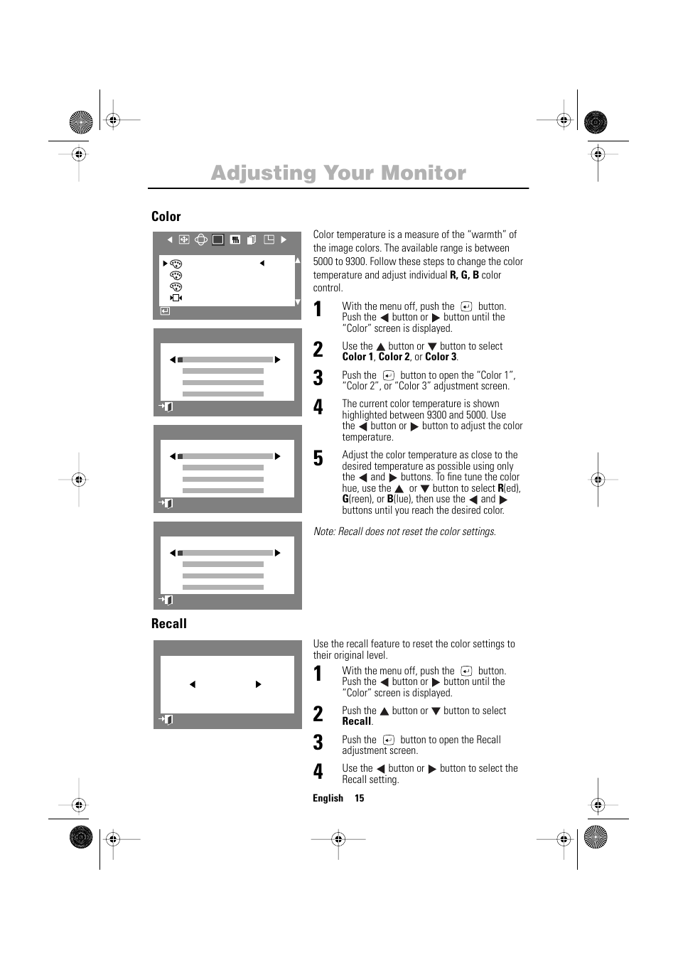 Adjusting your monitor | Samsung 1200NF User Manual | Page 17 / 33