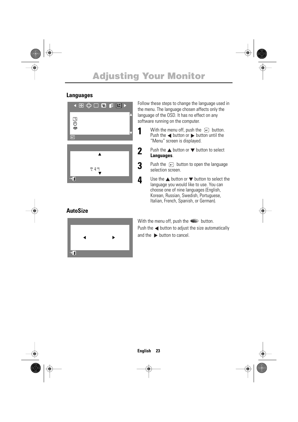 Adjusting your monitor | Samsung 1200NF User Manual | Page 25 / 33