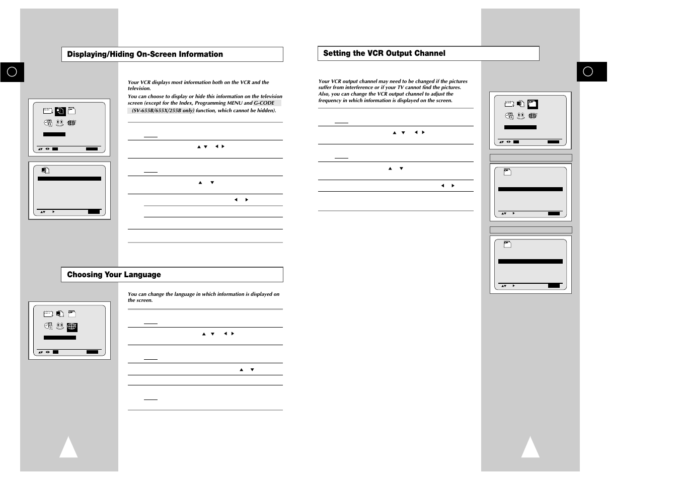 Setting the vcr output channel | Samsung sv 255B User Manual | Page 10 / 26