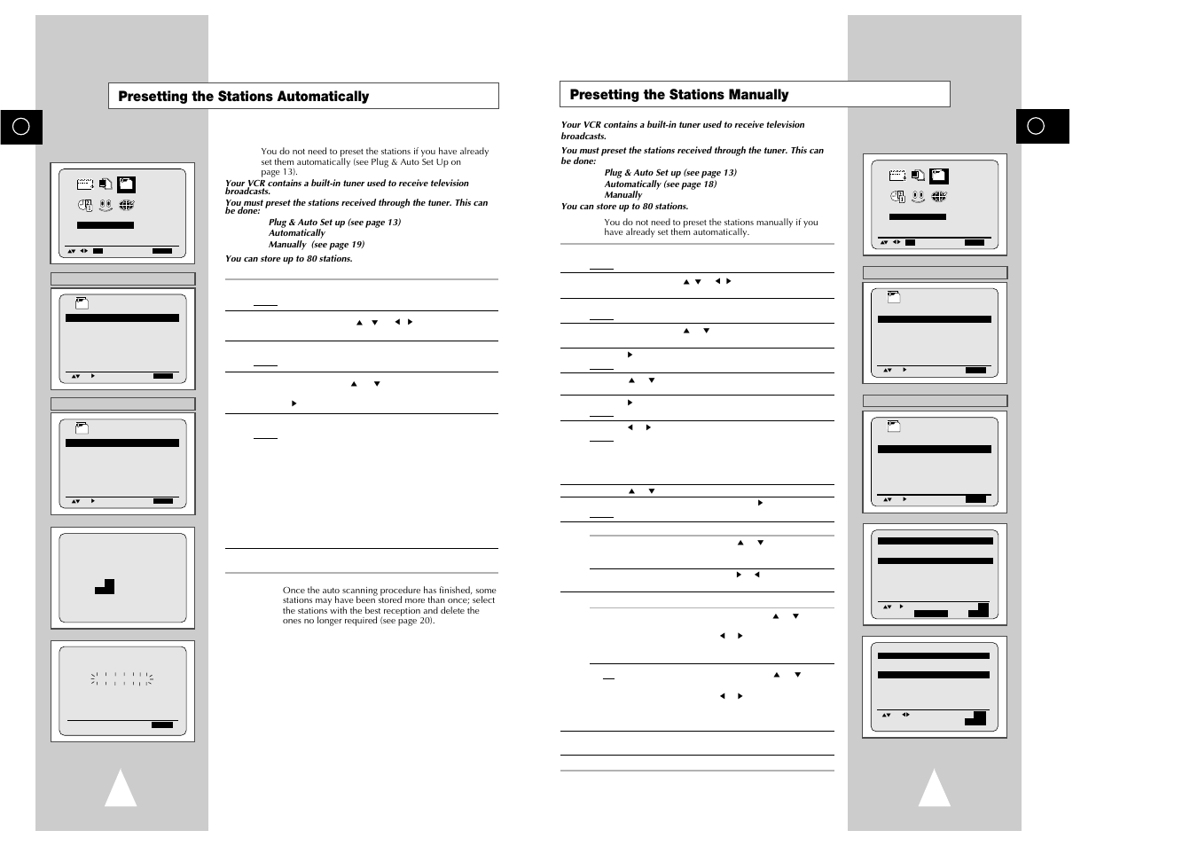 Presetting the stations manually, Presetting the stations automatically | Samsung sv 255B User Manual | Page 11 / 26