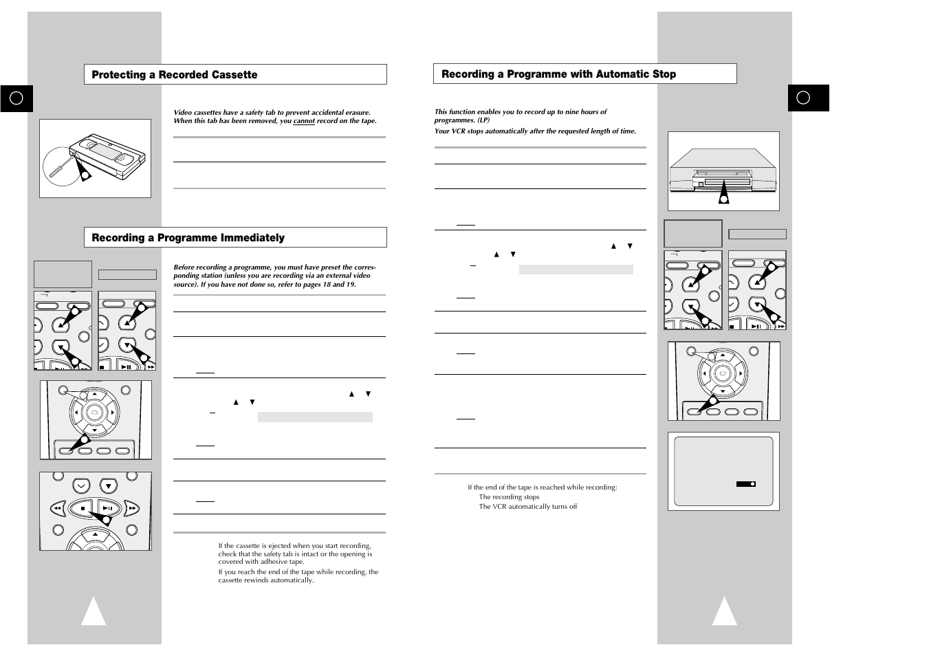 Recording a programme with automatic stop | Samsung sv 255B User Manual | Page 14 / 26