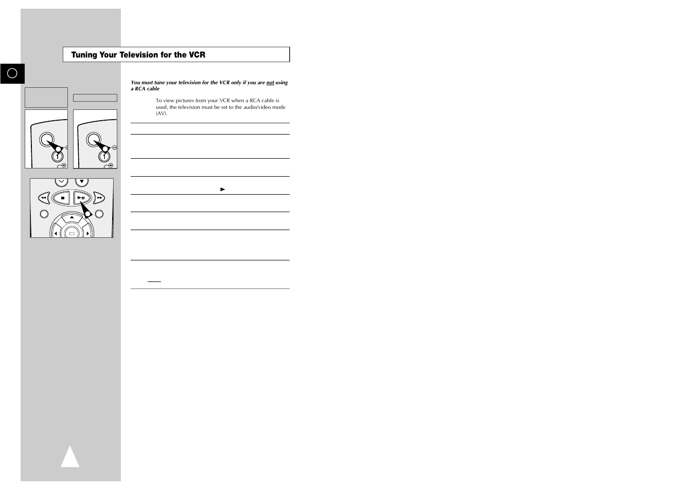 Tuning your television for the vcr | Samsung sv 255B User Manual | Page 8 / 26