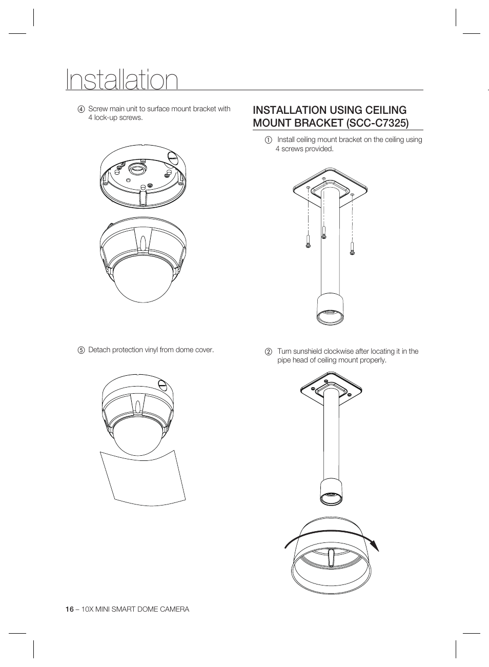 Installation | Samsung MINI SMART SCC-C7325 User Manual | Page 16 / 43