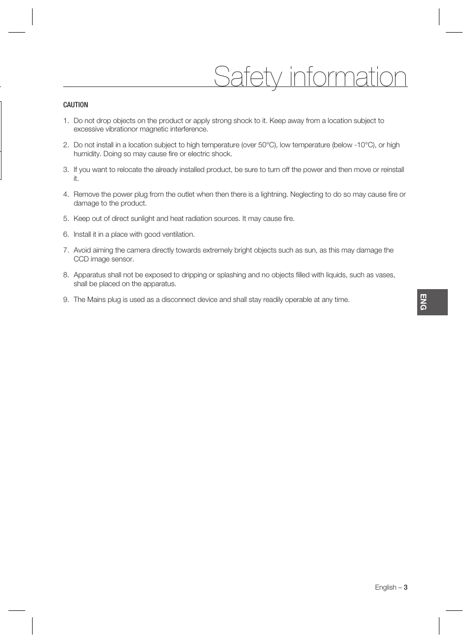 Safety information | Samsung MINI SMART SCC-C7325 User Manual | Page 3 / 43