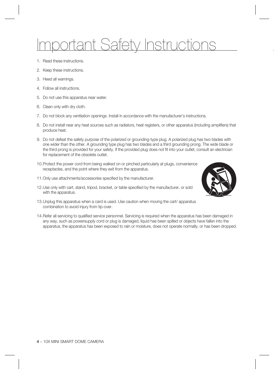 Important safety instructions | Samsung MINI SMART SCC-C7325 User Manual | Page 4 / 43
