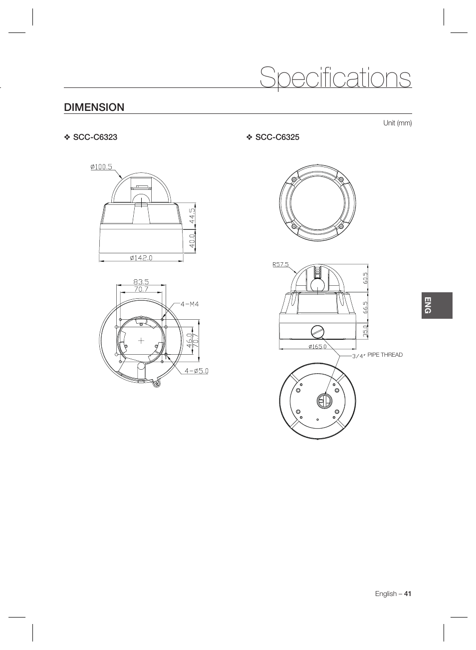 Specifi cations | Samsung MINI SMART SCC-C7325 User Manual | Page 41 / 43