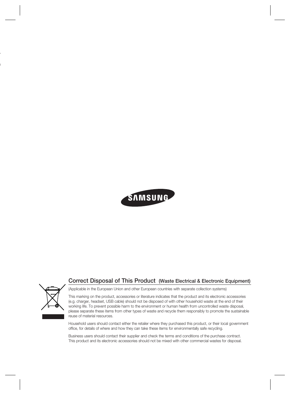 Correct disposal of this product | Samsung MINI SMART SCC-C7325 User Manual | Page 43 / 43