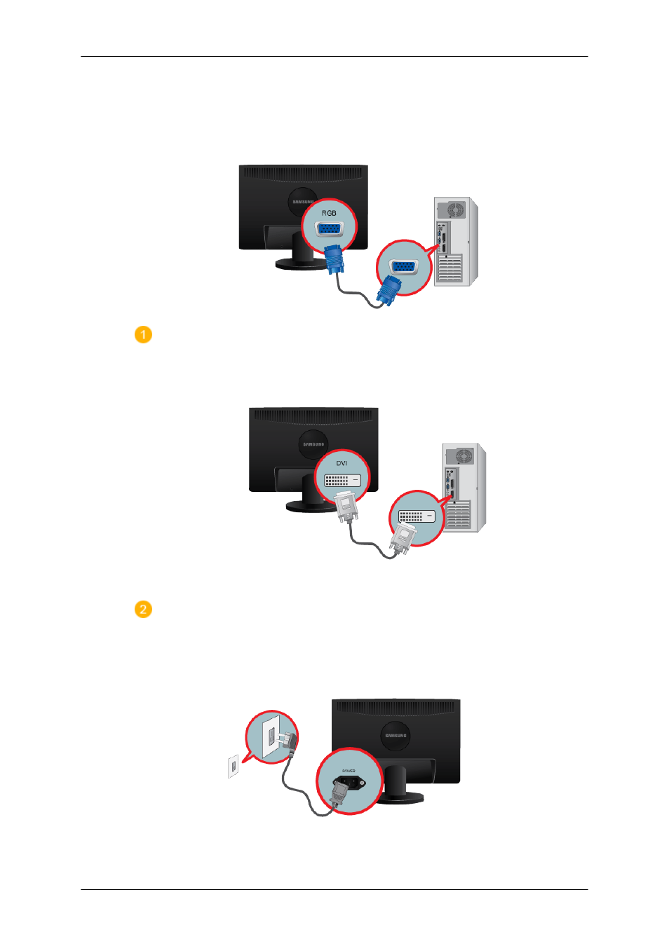 Connections, Connecting cables | Samsung 2243QW User Manual | Page 17 / 564