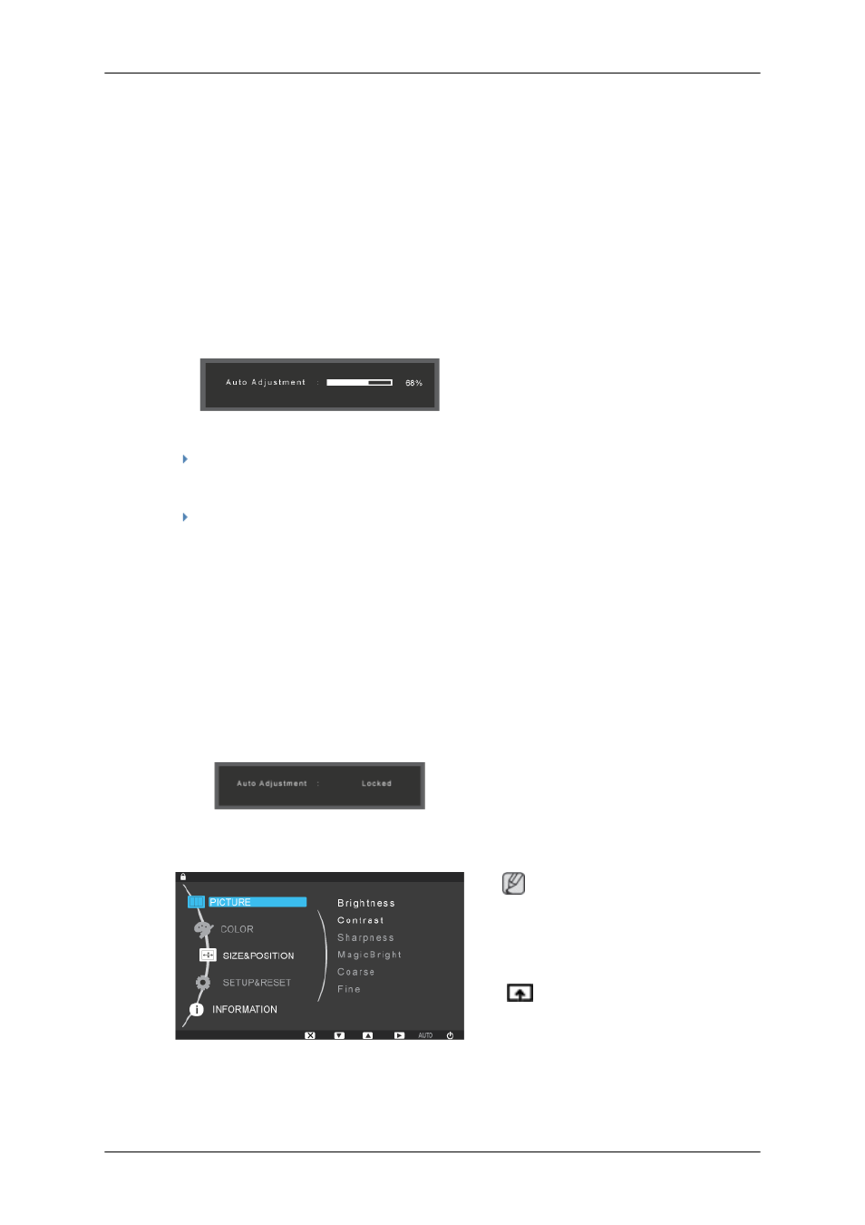 Adjusting the monitor, Direct functions, Auto | Osd lock & unlock, Customized key | Samsung 2243QW User Manual | Page 38 / 564