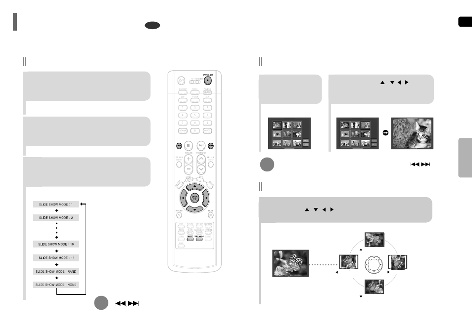 Jpeg file playback, Rotate/flip function, Digest function | Slide mode | Samsung HT-P40 User Manual | Page 15 / 37