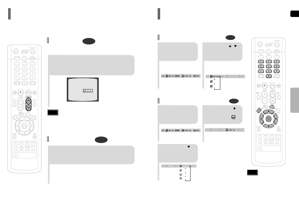 Selecting audio/subtitle language, Bonus group / navigating pages 38 37, Bonus group | Navigating pages, Audio language selection function, Subtitle language selection function | Samsung HT-P40 User Manual | Page 20 / 37