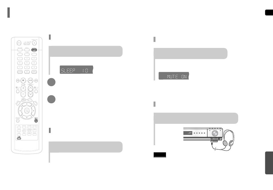 Miscellaneous, Convenient functions, Adjusting display brightness | Sleep timer function, Mute function, Using headphones | Samsung HT-P40 User Manual | Page 33 / 37