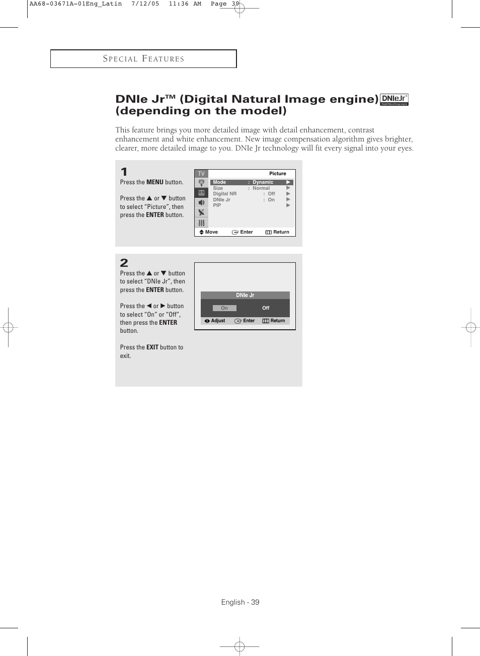 Dnie jr | Samsung CL21M2 User Manual | Page 39 / 60