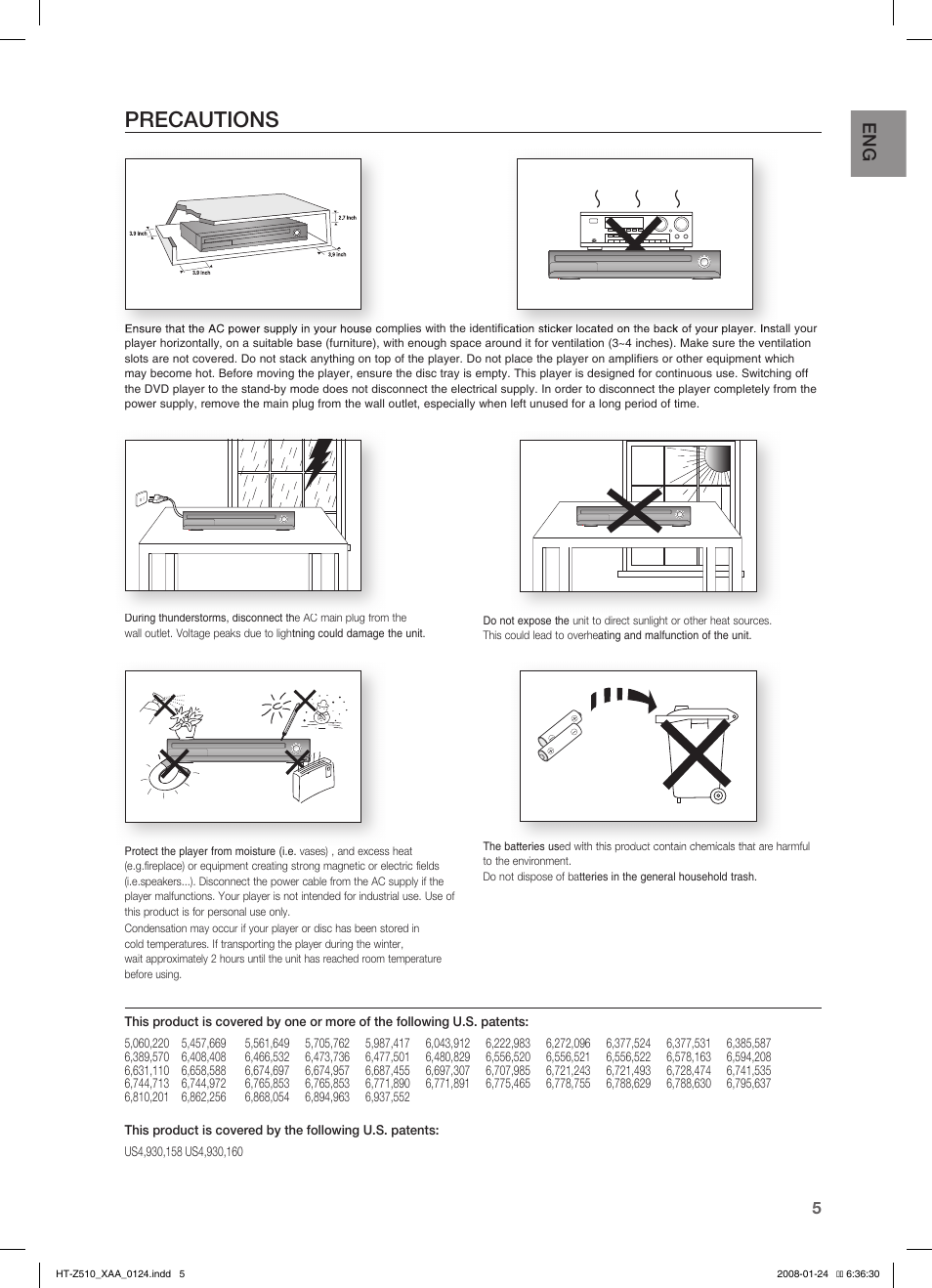 Precautions | Samsung HT-Z510 User Manual | Page 7 / 79